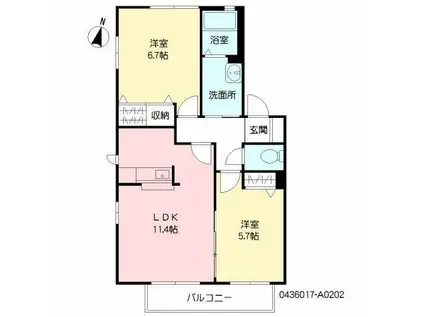セピアコートI(2LDK/2階)の間取り写真