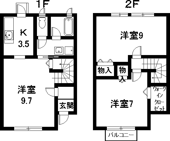 グランデ ビラッジョ A(2LDK/1階)の間取り写真