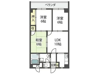 グランドシャトー山本(3LDK/5階)の間取り写真
