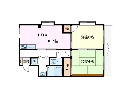 リヴハイム杉浦(2LDK/2階)の間取り写真