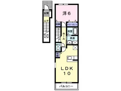 OWL-III (1LDK/2階)の間取り写真