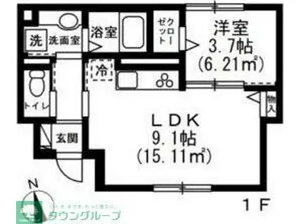 グランデュール信濃町(1LDK/1階)の間取り写真