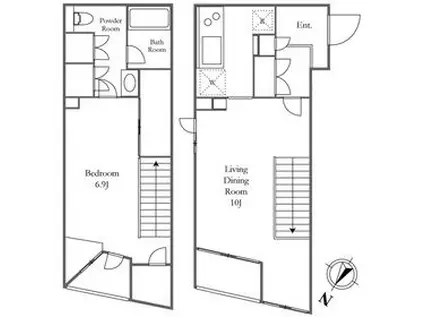 KDXレジデンス三宿(1LDK/2階)の間取り写真