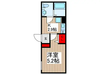 エクセラン南浦和(1K/1階)の間取り写真