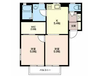 グランシャリテE棟(2K/1階)の間取り写真