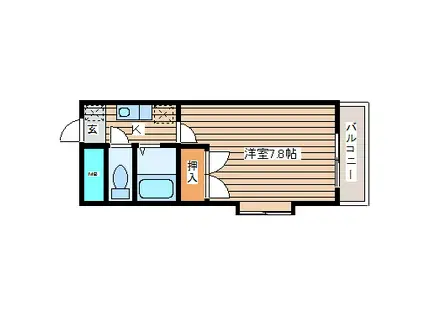 ウインディ幸福ヶ丘(1K/2階)の間取り写真