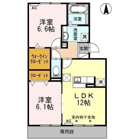 リュミエール・ソレール(2LDK/1階)の間取り写真
