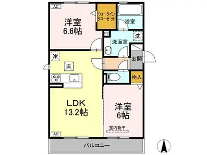 D-ROOM大川(2LDK/2階)の間取り写真