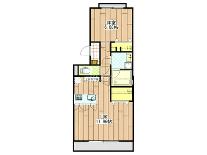 カリスリーブラ(1LDK/1階)の間取り写真
