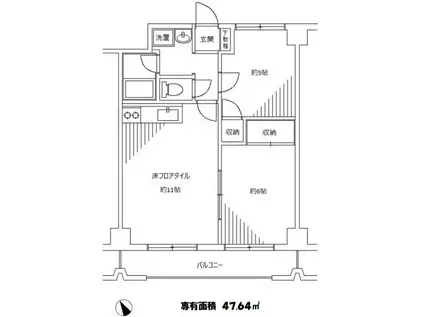 パレスクラシーゼ(2LDK/3階)の間取り写真