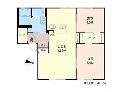 ディアスK(2LDK/1階)の間取り写真