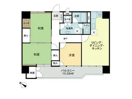 ライオンズマンション片平(3LDK/5階)の間取り写真