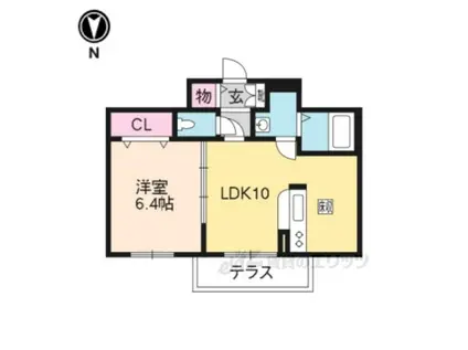 グリナージュ一乗寺A棟(1LDK/1階)の間取り写真