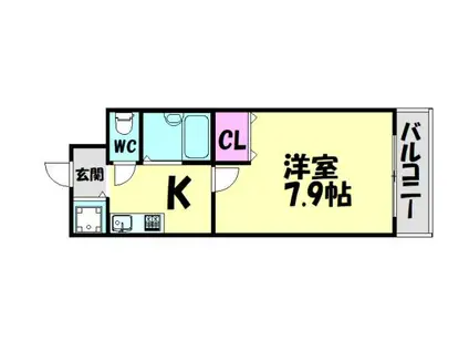 ピュール絆(1K/2階)の間取り写真