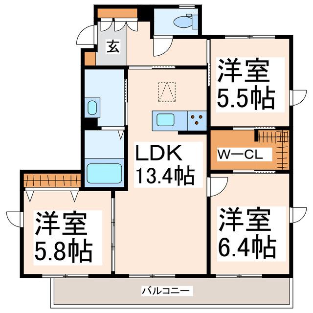 アルフラット (3LDK/1階)の間取り写真