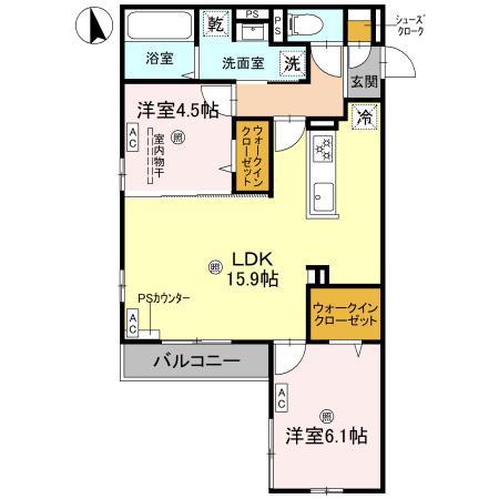 クラシスト甲子園一番町II(2LDK/3階)の間取り写真
