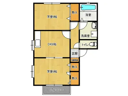 DANKA A棟(2DK/1階)の間取り写真