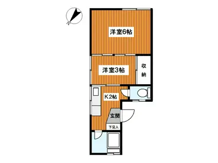 萩赤門ビル(2K/1階)の間取り写真