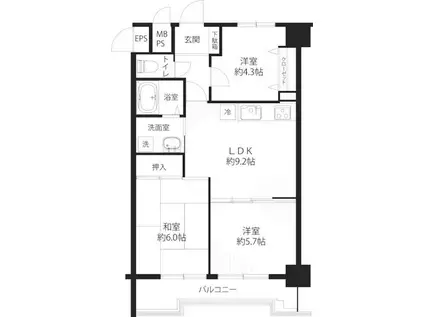 ヴィルメゾン葛西(3LDK/8階)の間取り写真