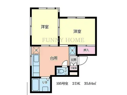 リヴィエール桜上水II(2DK/1階)の間取り写真