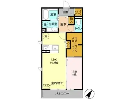 モアニおおたか(1LDK/2階)の間取り写真