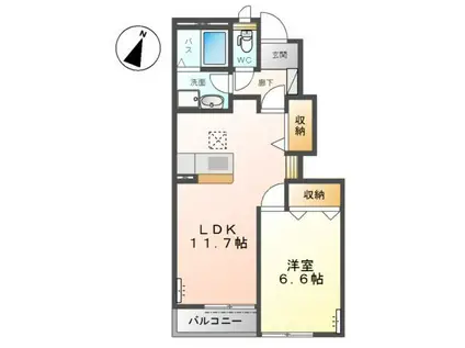 ミルキーハウス(1LDK/1階)の間取り写真