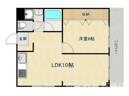 清水ビル(1LDK/4階)の間取り写真