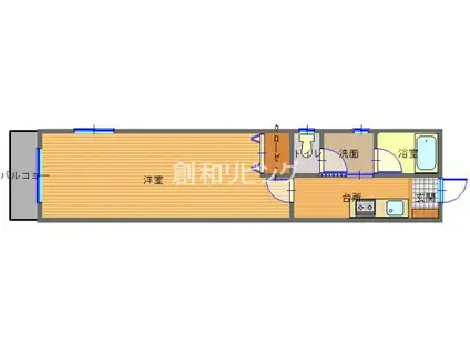 スカイヒルズ水辺の森(1K/2階)の間取り写真