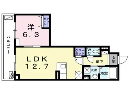 シャルフィ(1LDK/1階)の間取り写真