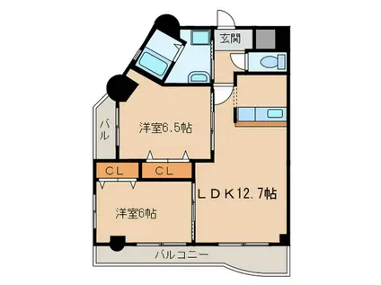 ガウディティエルノ(2LDK/2階)の間取り写真