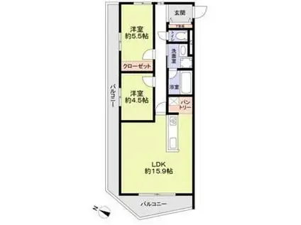 THE TAKASUNA KULTURCE(2LDK/2階)の間取り写真