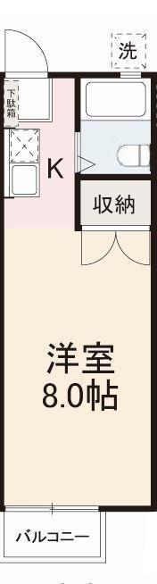 パナハイツ町川(ワンルーム/2階)の間取り写真