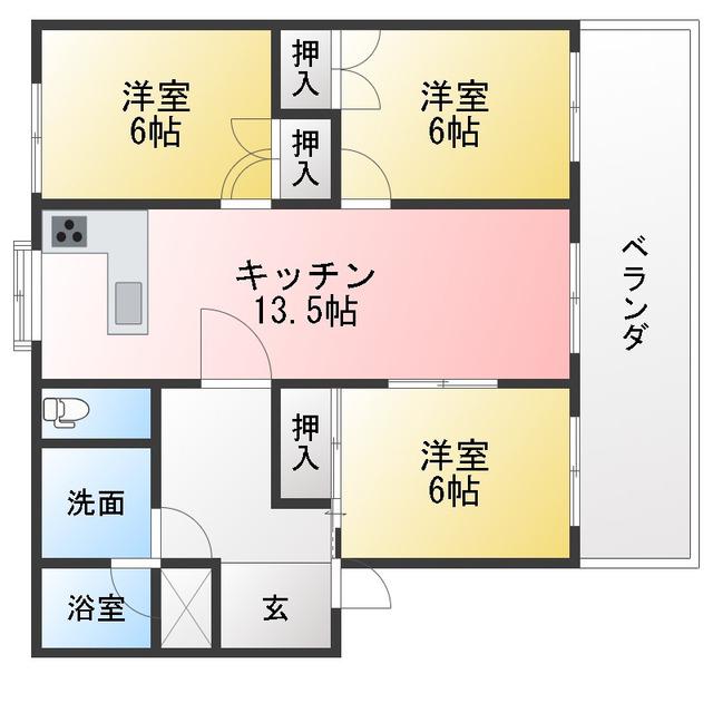 第2シャトーナツヤマ(3LDK/3階)の間取り写真