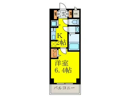 S-RESIDENCE江坂(1K/14階)の間取り写真