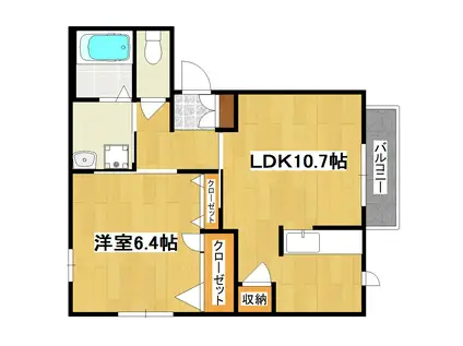 リベルテ(1LDK/2階)の間取り写真