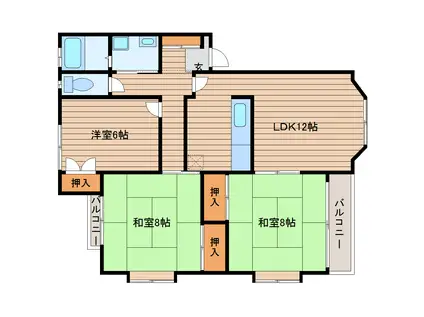 東勝レジデンス(3LDK/2階)の間取り写真
