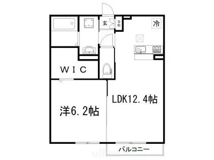 ルアンブル(1LDK/1階)の間取り写真