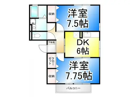 エスポワール富竹(2DK/2階)の間取り写真