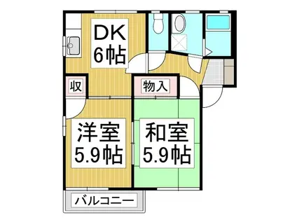 エステートフレンズ A棟(2DK/2階)の間取り写真