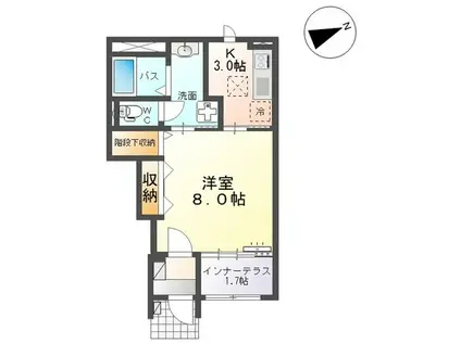 仙台市地下鉄東西線 薬師堂駅(宮城) 徒歩10分 2階建 築1年(1K/1階)の間取り写真
