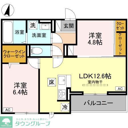 LUNA(2LDK/1階)の間取り写真