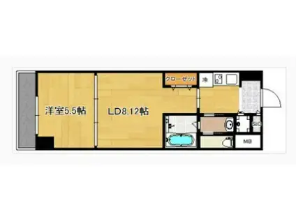 ル・パピヨンBC(1LDK/5階)の間取り写真