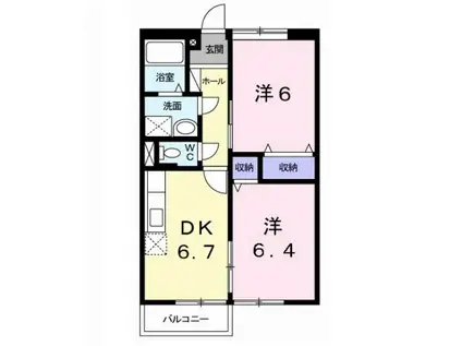 コーポあさひ(2DK/1階)の間取り写真