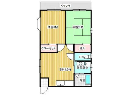 エスペランサB(2DK/2階)の間取り写真
