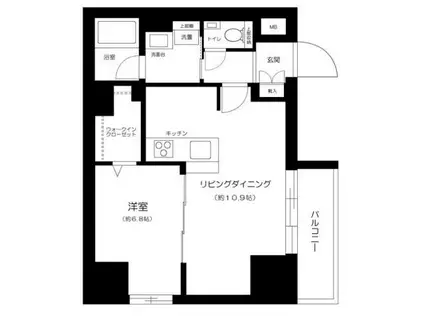 クレヴィスタ元浅草(1LDK/11階)の間取り写真