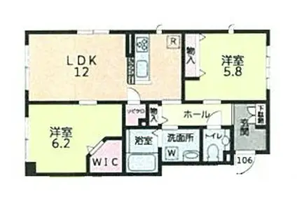 アイビス(2LDK/1階)の間取り写真