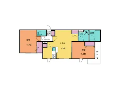 横浜市栄区飯島町計画(2LDK/1階)の間取り写真