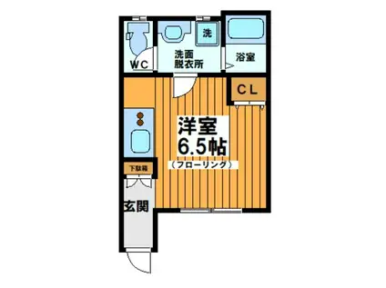 岸ハイツ(ワンルーム/1階)の間取り写真
