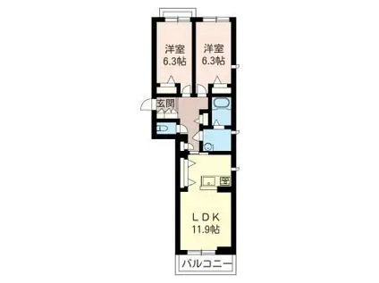 アントワーヌ(2LDK/2階)の間取り写真