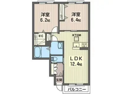 コンフォート(2LDK/1階)の間取り写真